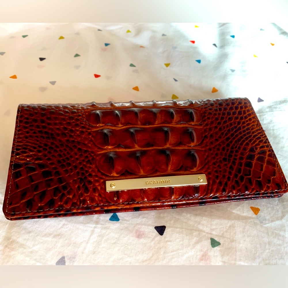 NWT Brahmin Ady Wallet Pecan. Retail $95. Brown leather gold